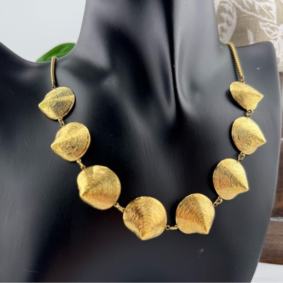 Gold Textured Bead Statement Necklace & Earring Set – Stainless Steel - Picture 15 of 17